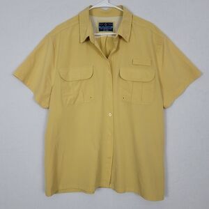 XCASTER XXL Men's Yellow Short Sleeve Button Down Sun Protection Shirt Vented